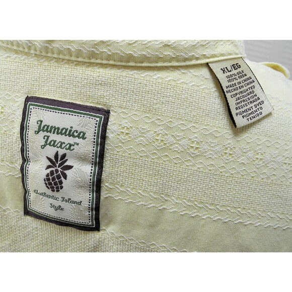 Jamaica Jaxx Island Style Yellow Silk Short Sleeve Button-Front Shirt - Men's XL - Picture 6 of 7